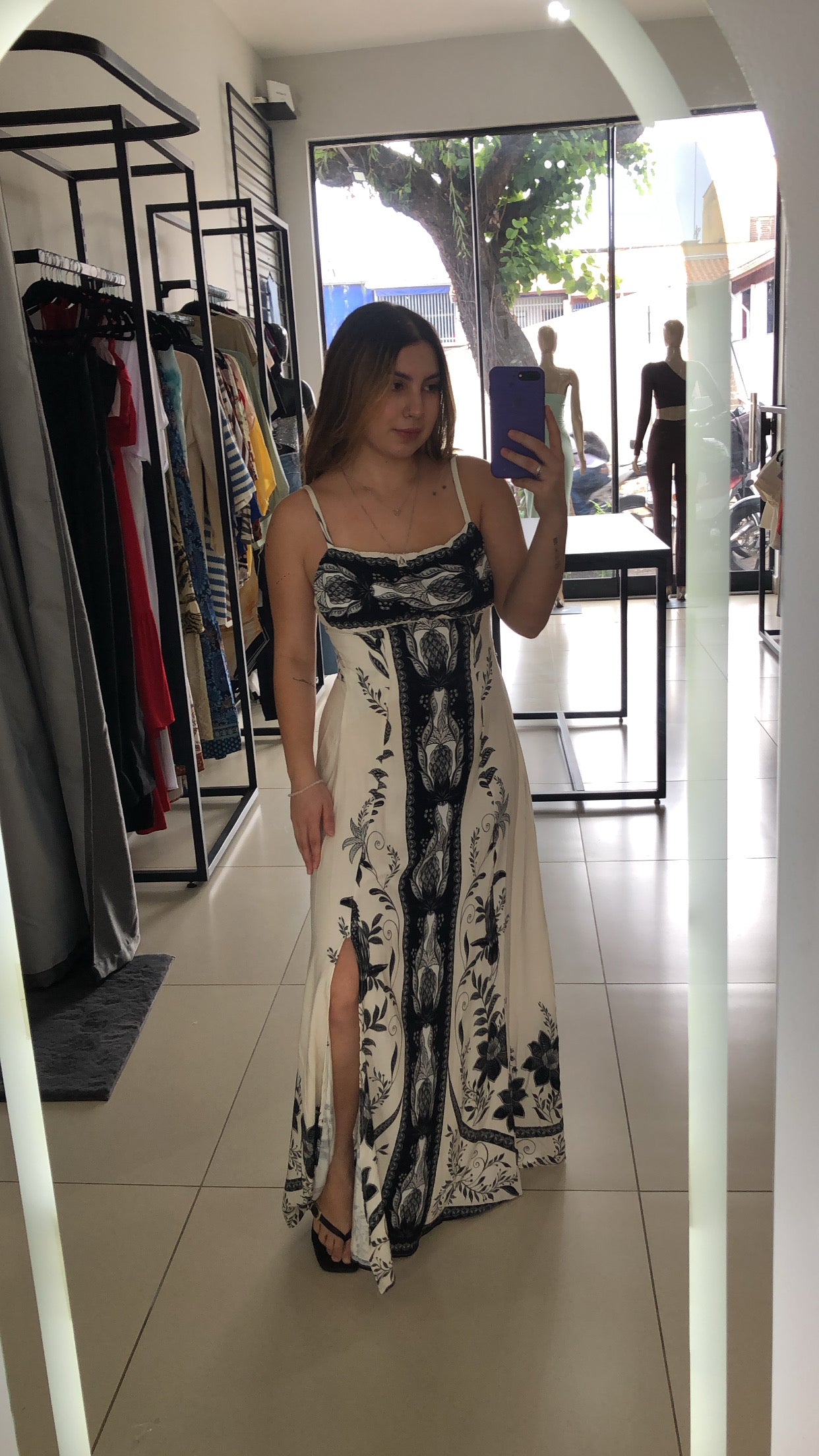 Vestido Longo Off White Estampado - U