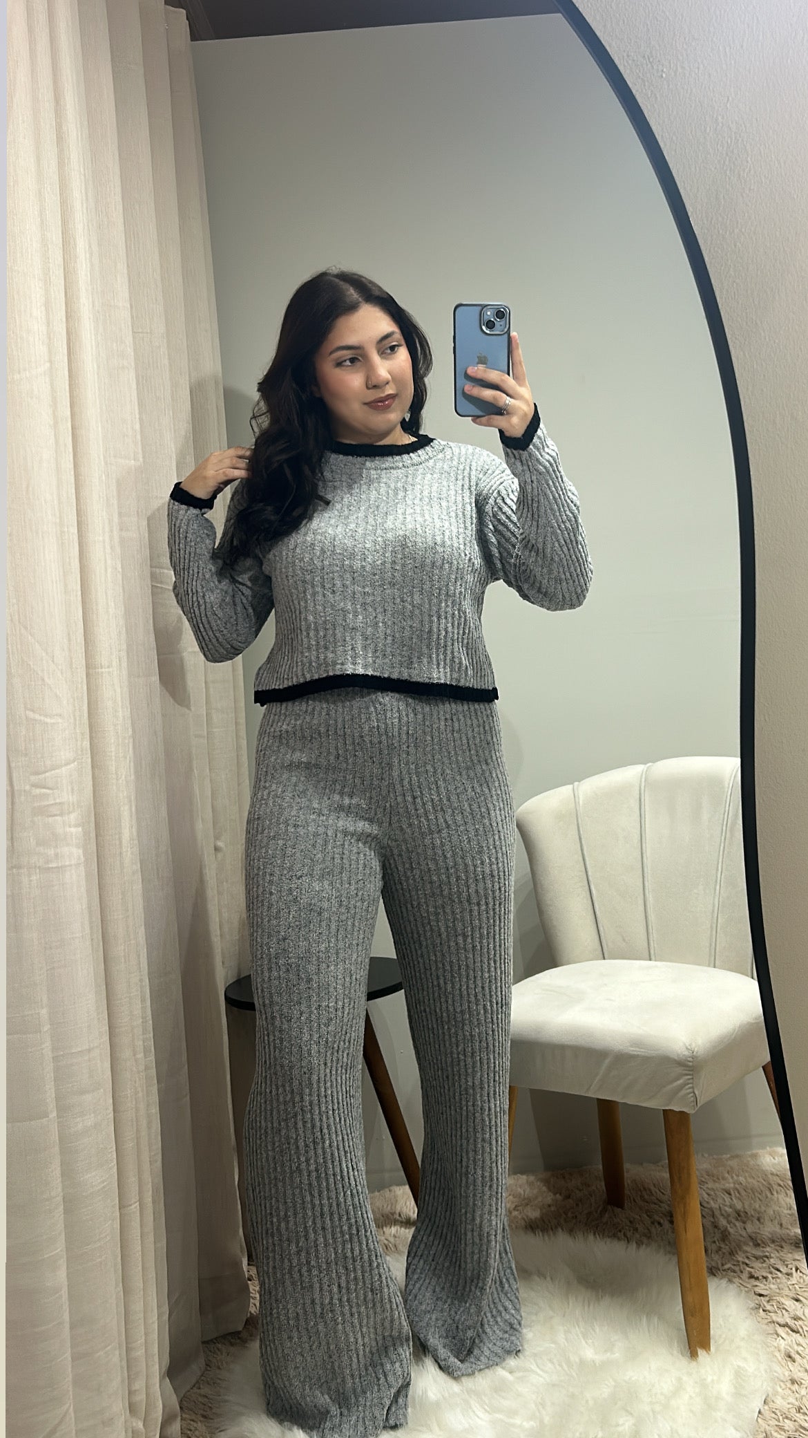 Conjunto Tricot Bicolor – Cinza & Preto