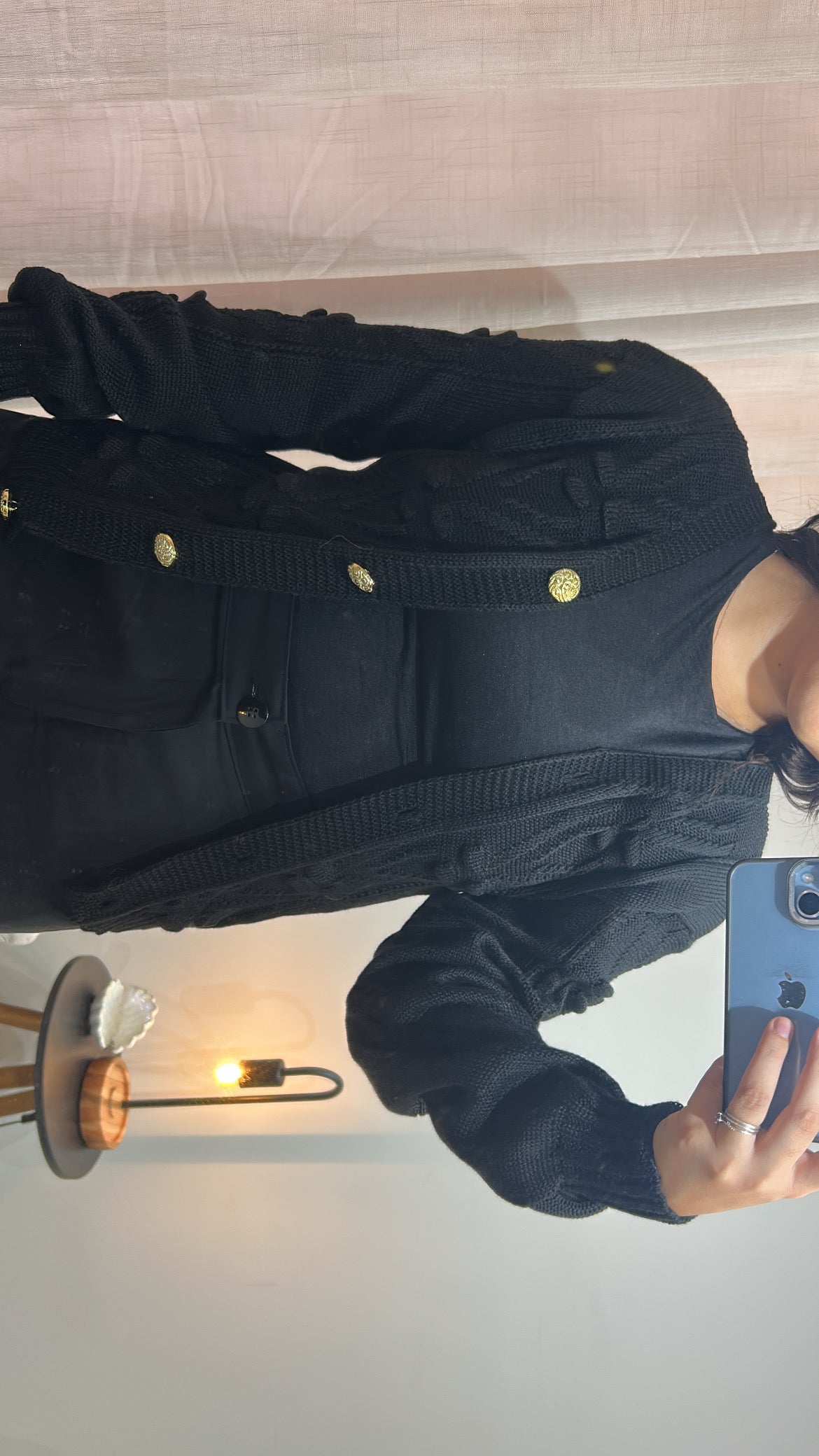 Casaco Tricot com Botão - Preto