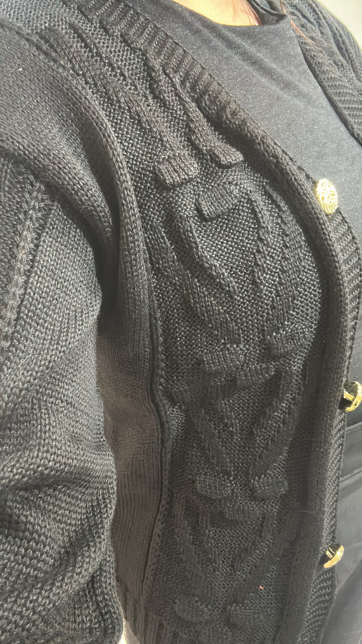 Casaco Tricot com Botão - Preto