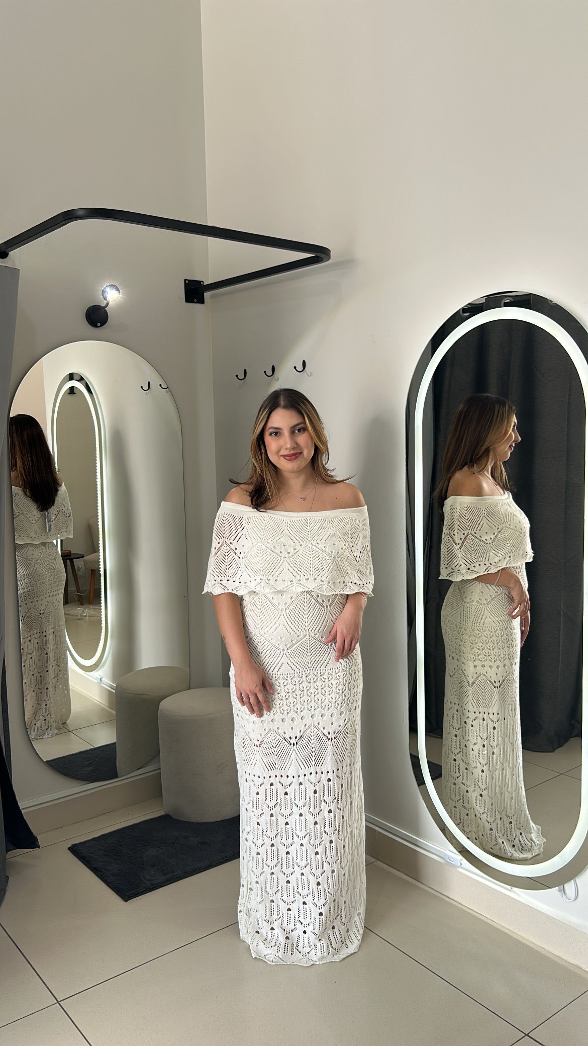 Vestido Branco Tricotado