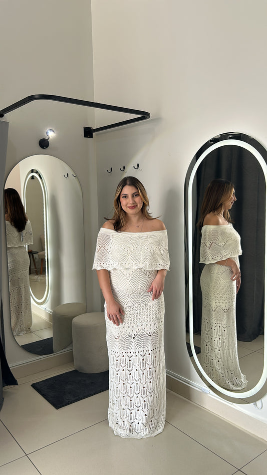 Vestido Branco Tricotado