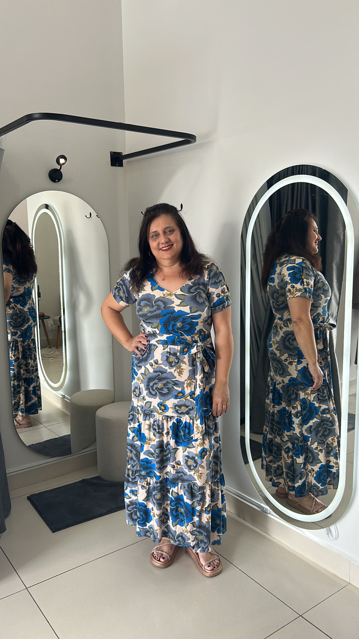 Vestido Estampado Lidia - Azul Plus Size