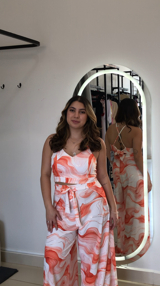 Conjunto Cropped + Calça Envelope Laranja - U