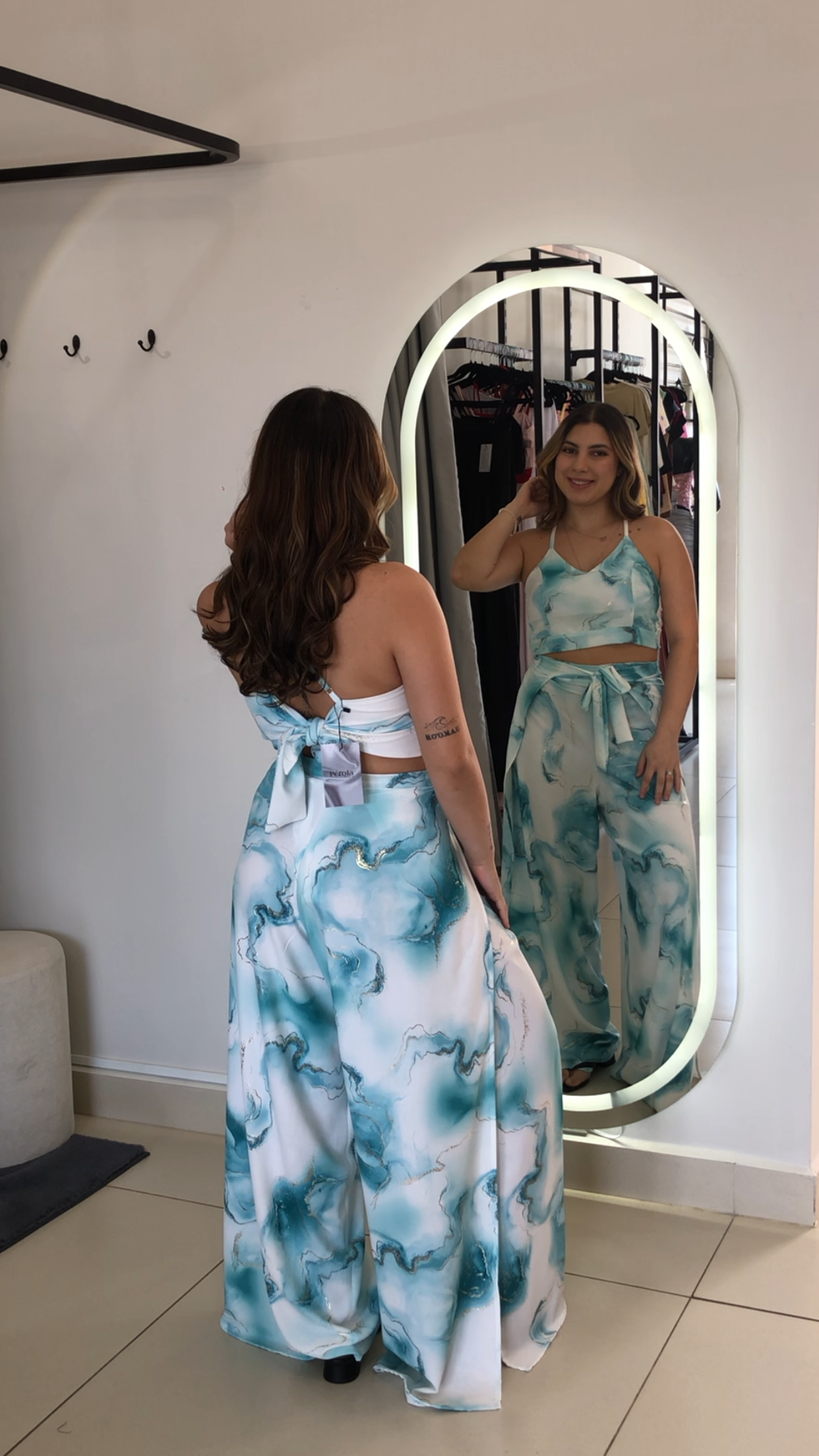 Conjunto Cropped + Calça Envelope Azul - U