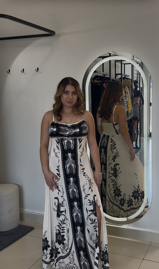 Vestido Longo Off White Estampado - U