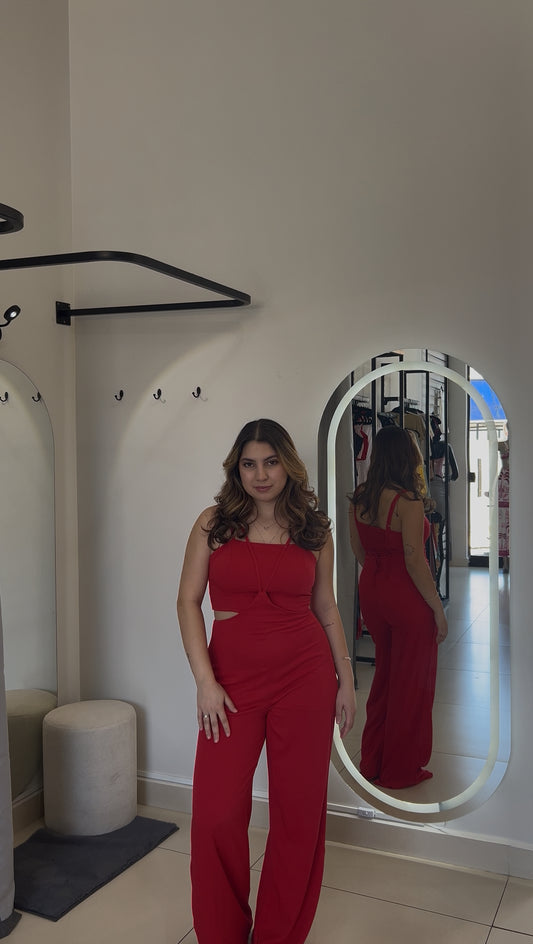 Conjunto Cropped + Calça - Vermelho