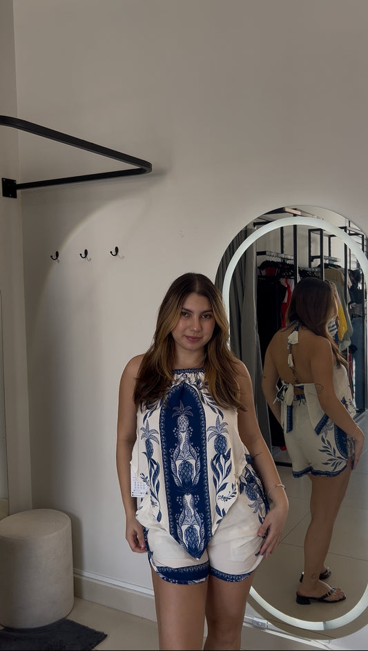 Conjunto Mavi Azul e Branco - Tamanho Único