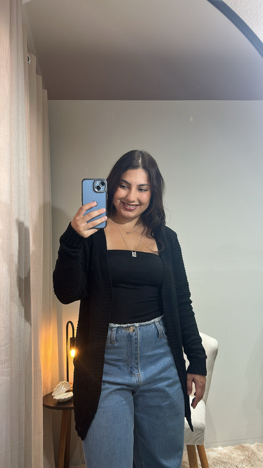 Cardigan- Preto Tricotado