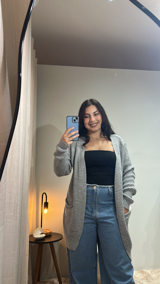 Cardigan- Cinza Tricotado