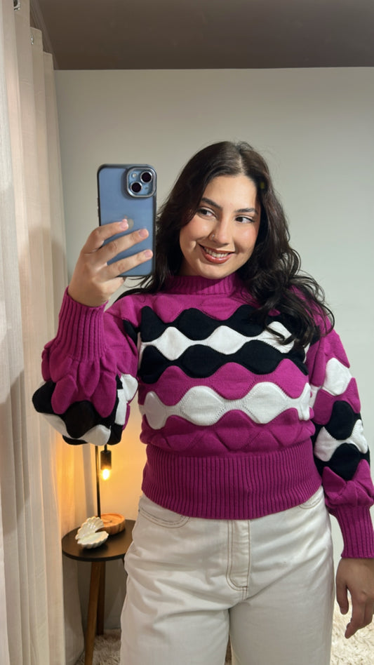 Blusa Tricot Ondas  – Pink