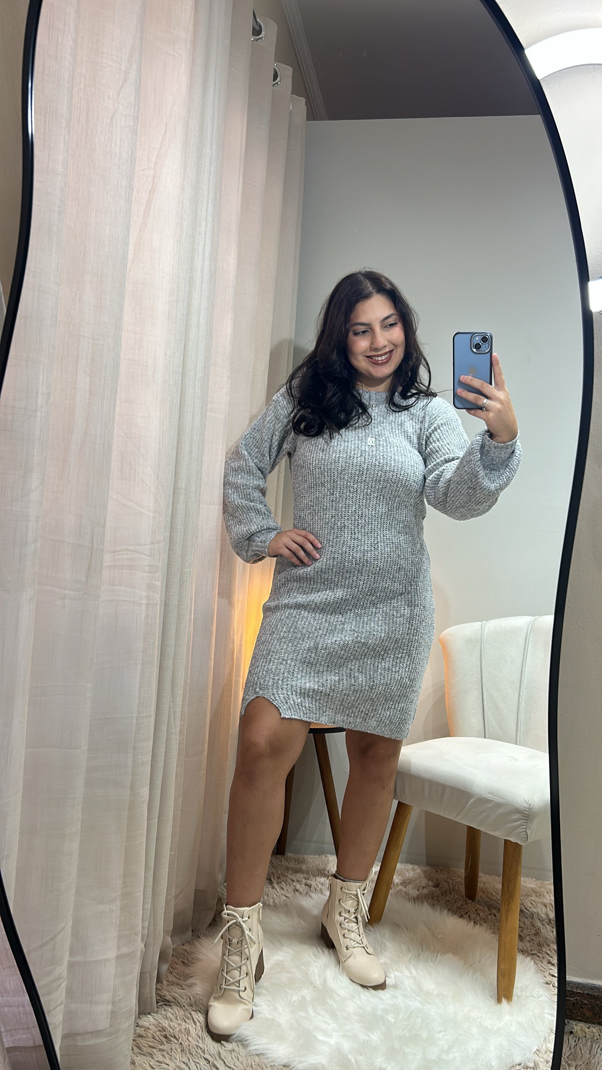 Vestido Tricot - Cinza