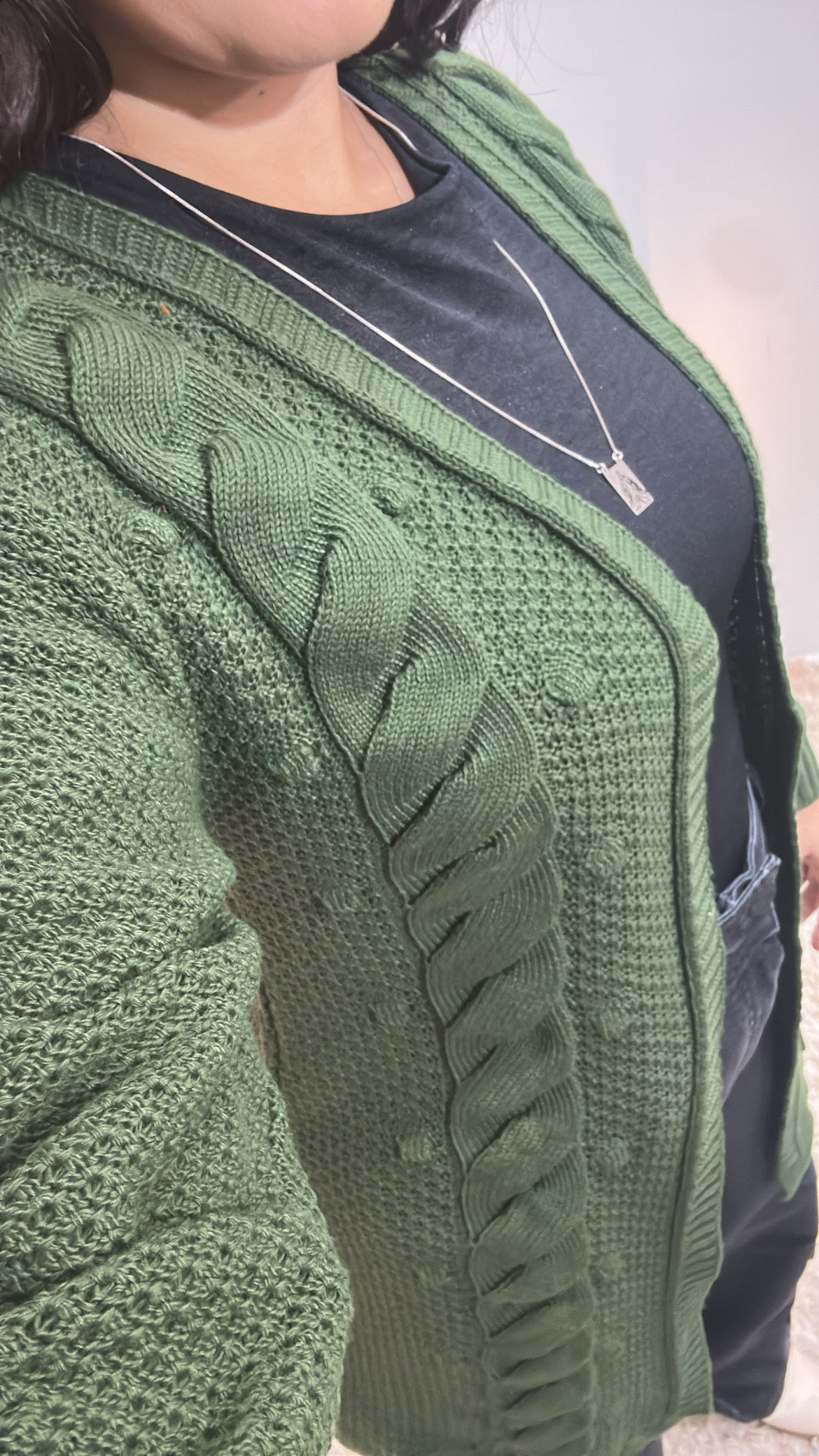 Cardigan  Trançado  - Verde Militar