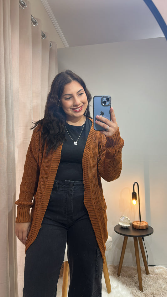 Cardigan Tricotado - Terra Cota