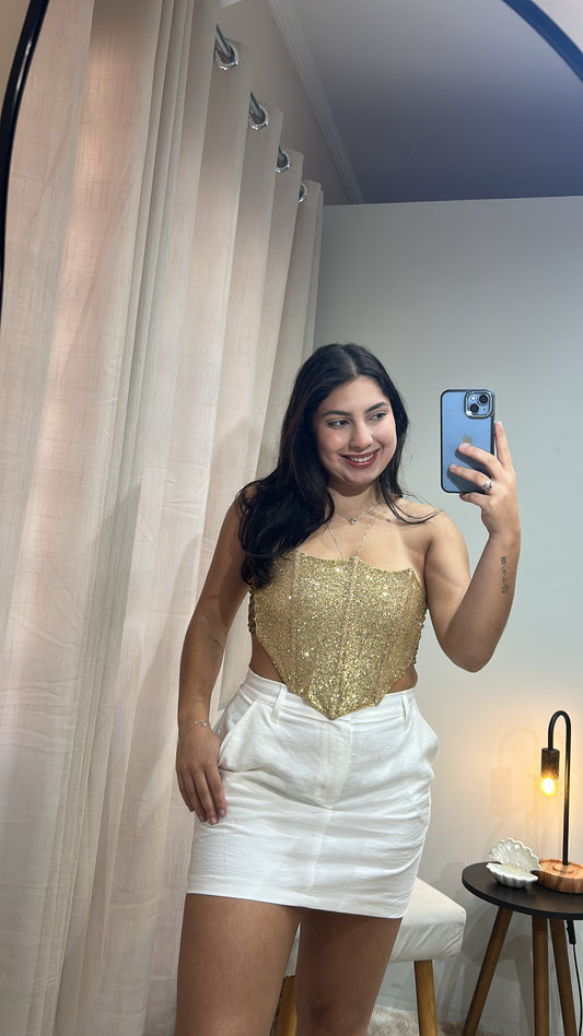 Corset Brilho - DOURADO