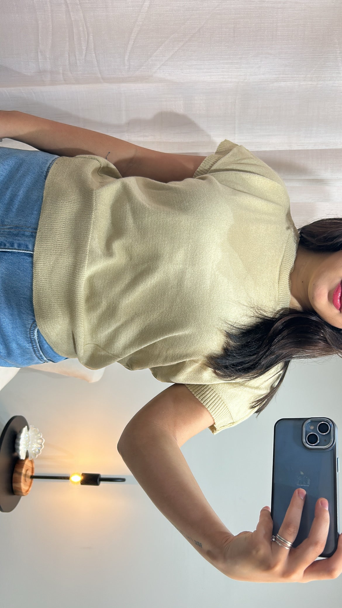 Blusa Tricot Fina Manga Curta – Bege Claro