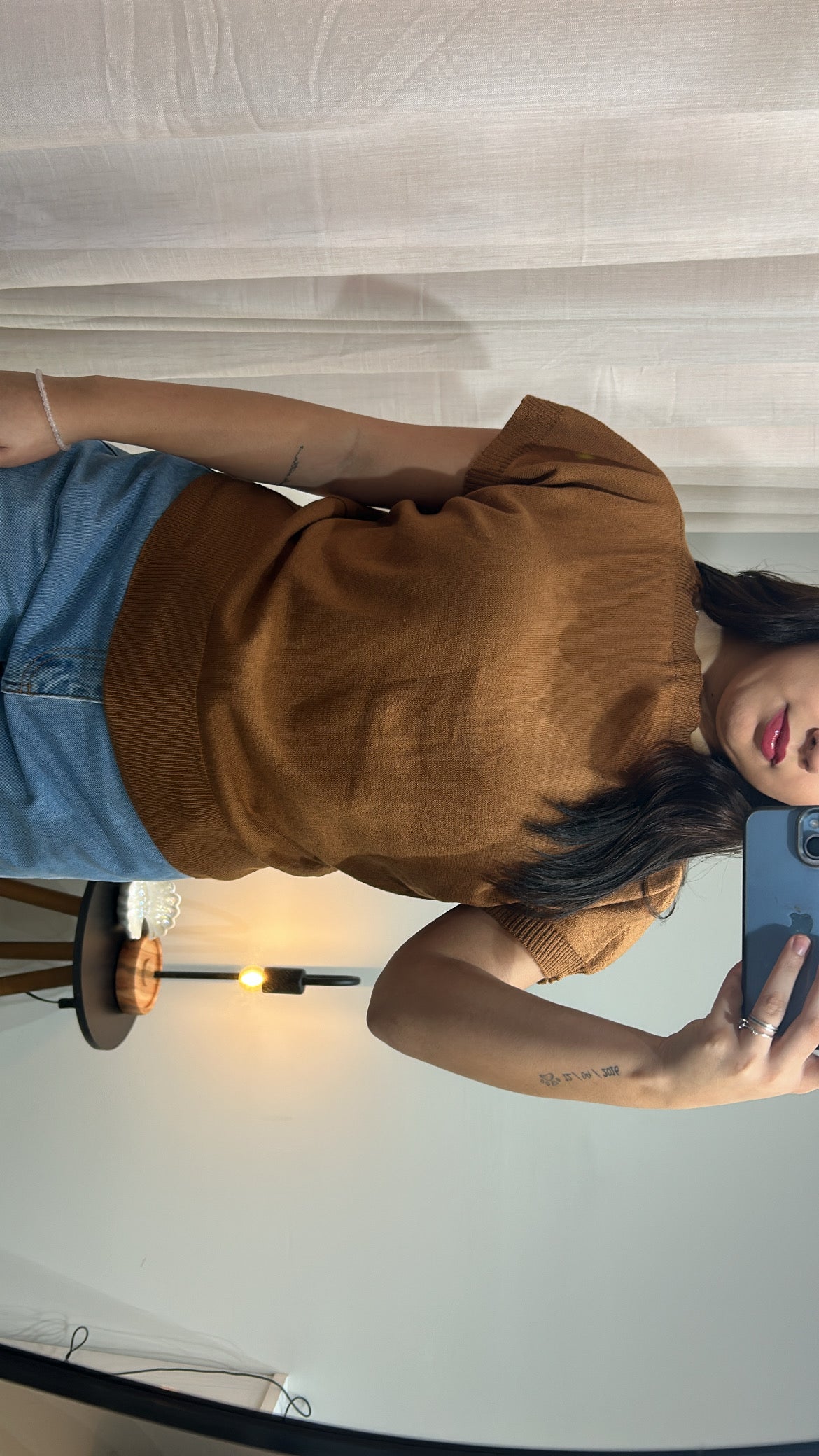 Blusa Tricot Fina Manga Curta – Caramelo