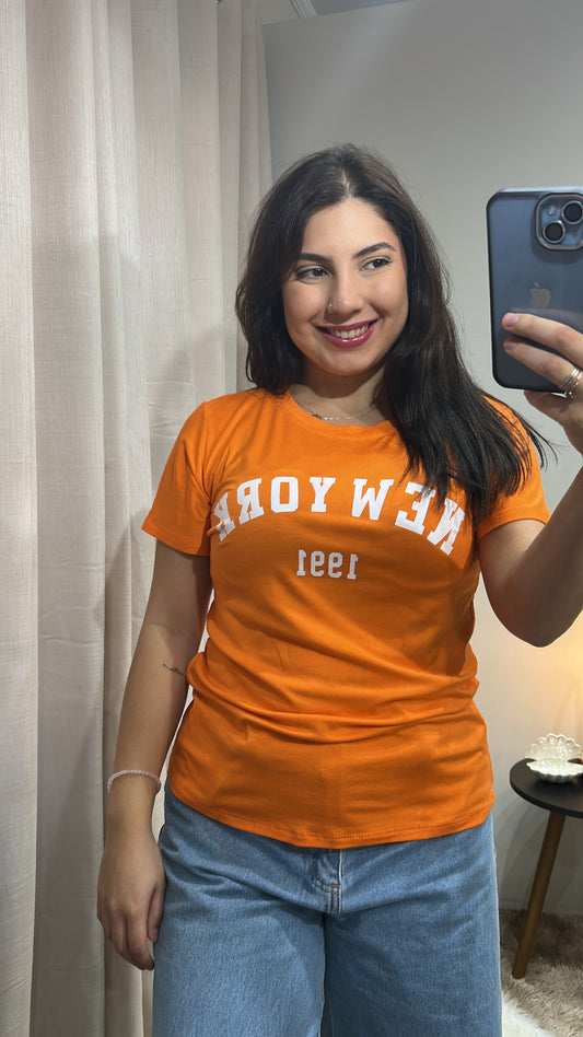 Tshirt Nem York - Laranja
