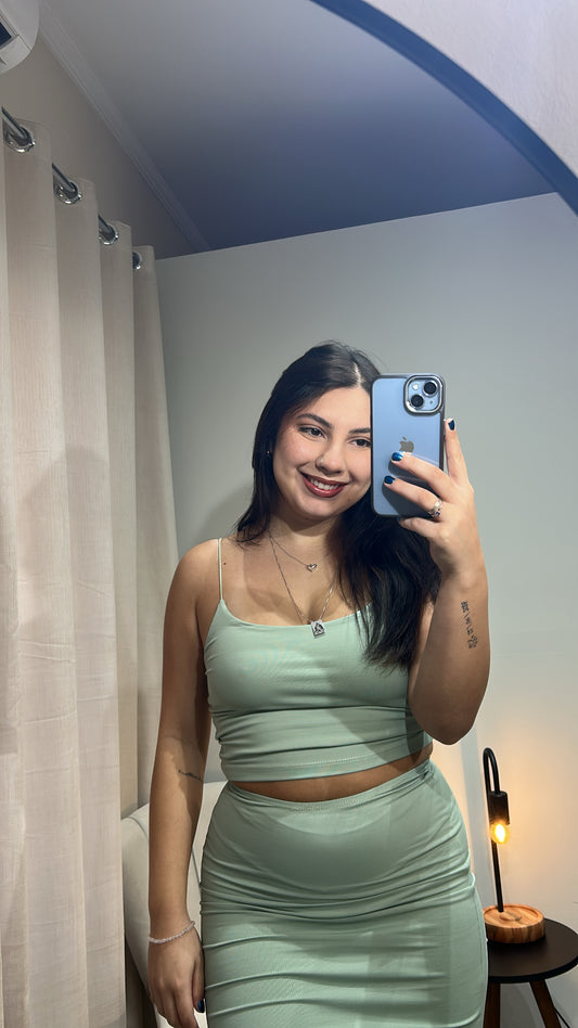 Cropped Básico em Poliamida - Verde Menta