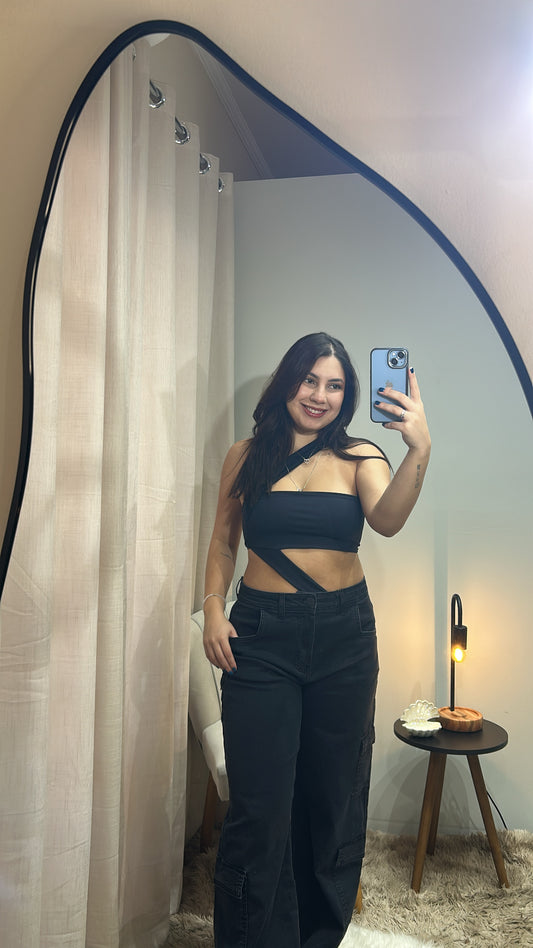 Body Faixa com Amarração Assimétrica - Preto