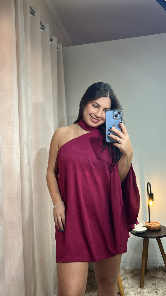 Conjunto Elegância Marsala - Blusa Assimétrica + Saia