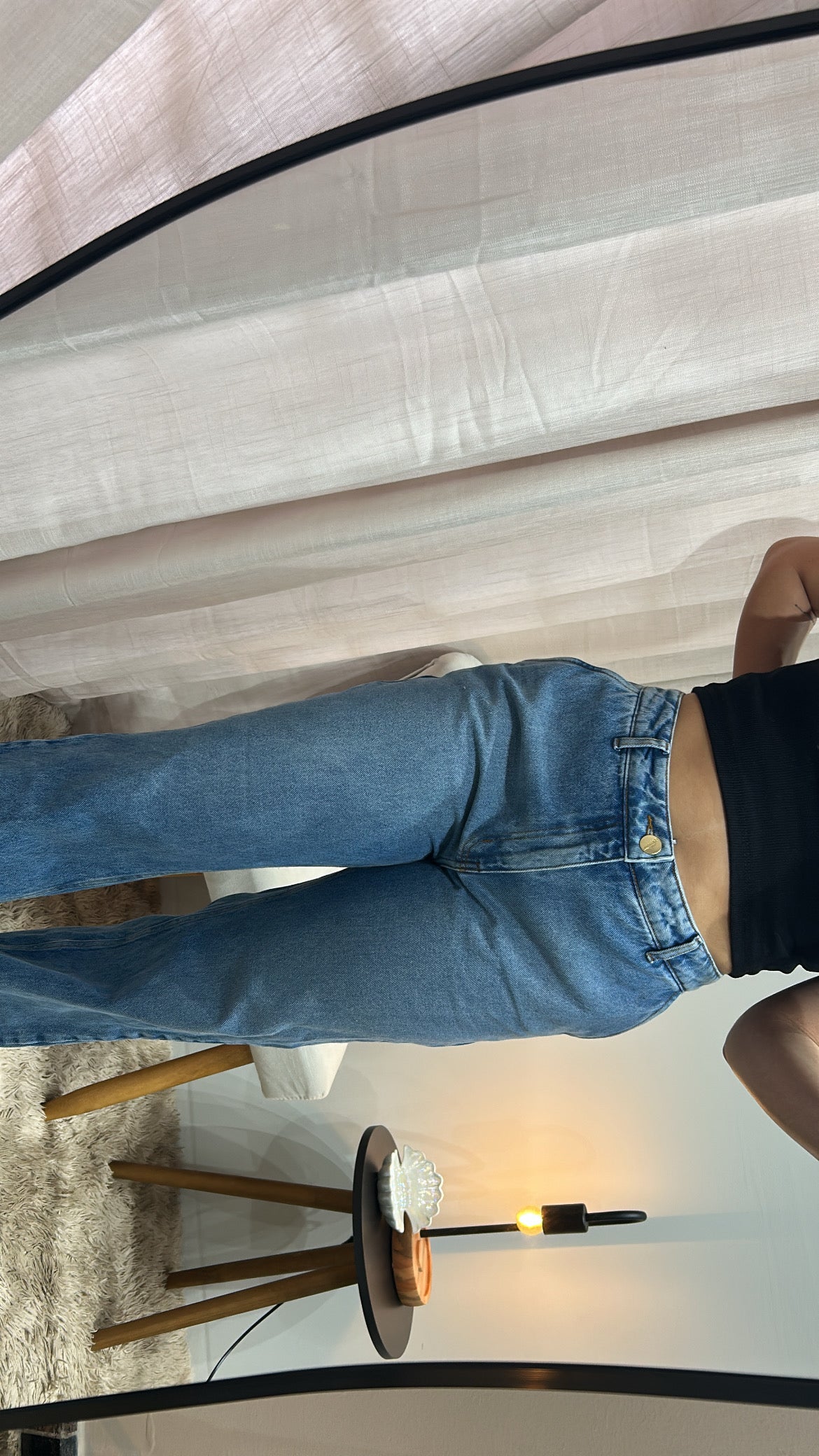 Calça Wide Leg Jeans - Bolso Faca