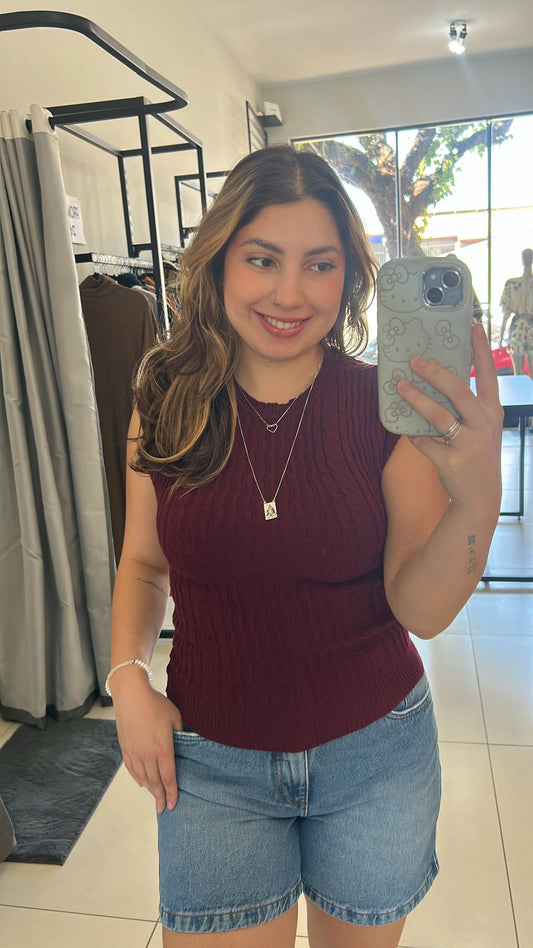 Blusa Regata Tricot - Marsala