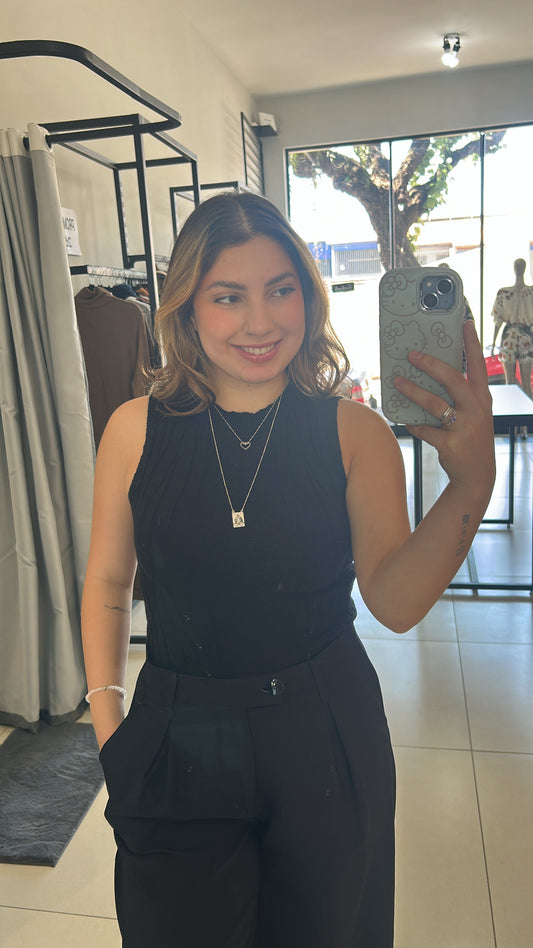 Blusa Regata Tricot - Preta