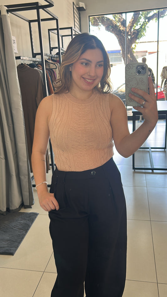 Blusa Regata Tricot - Bege
