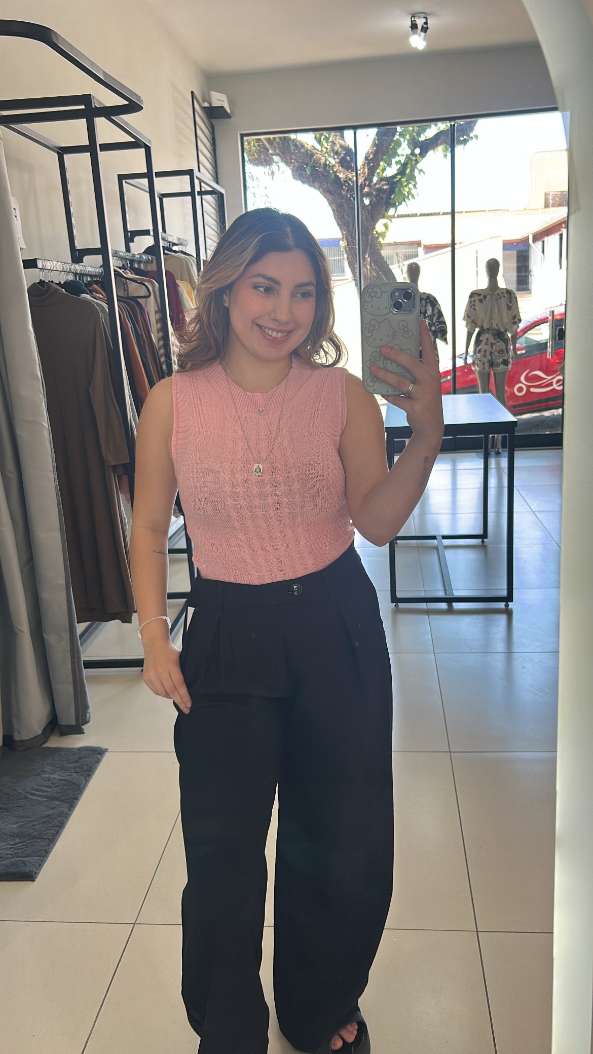 Blusa Regata Tricot - Rosa Bebê