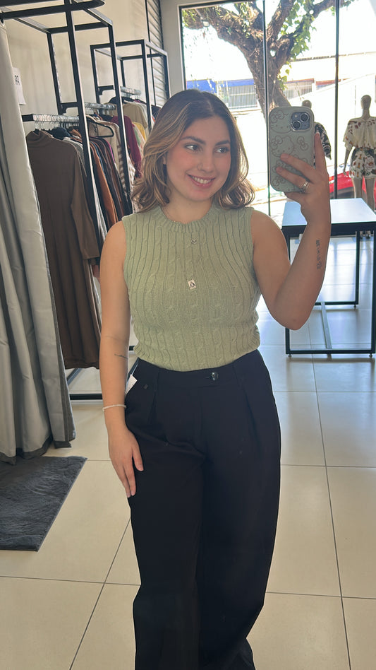 Blusa Regata Tricot - Verde Pistache