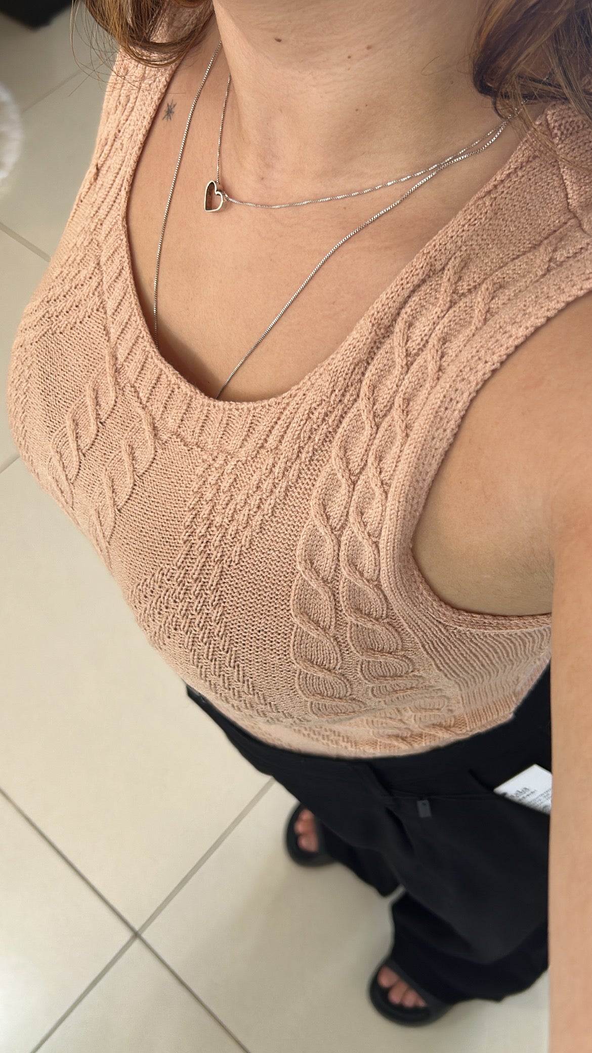 Blusa Regata Decote Quadrado Tricot - Bege